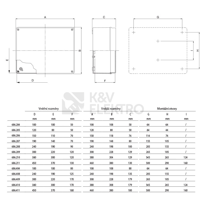 Obrázek produktu Krabice Scame SCABOX 686.207 190x140x70mm IP56 1