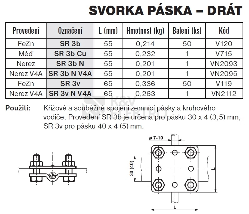 Obrázek produktu Svorka páska-drát AISI 316L nerez SR 3b V4A TREMIS VN2095 1