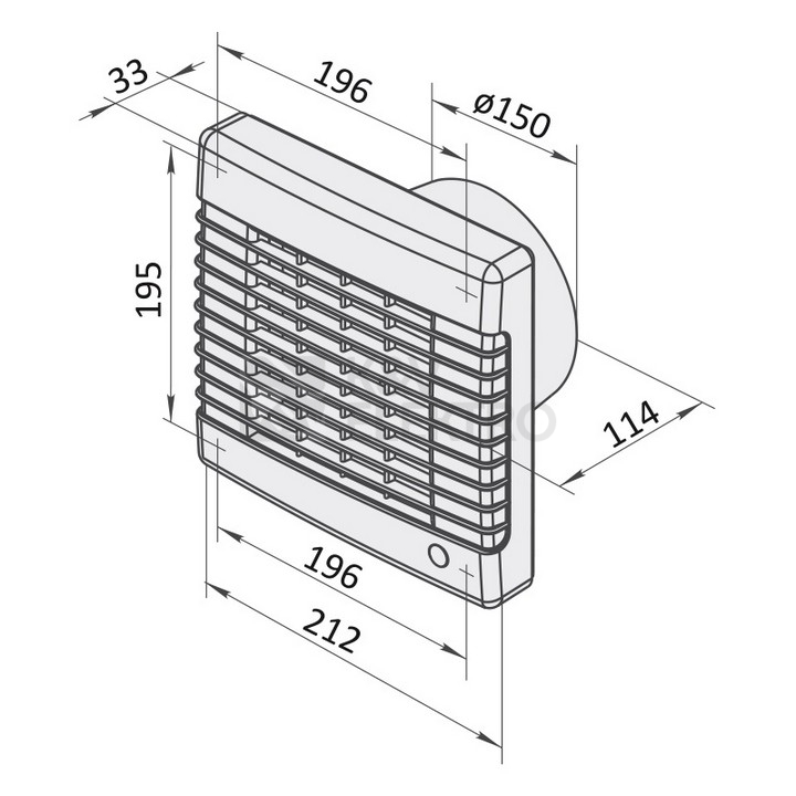 Obrázek produktu Axiální koupelnový ventilátor s automatickou žaluzií VENTS 150 MAL 1009312 1