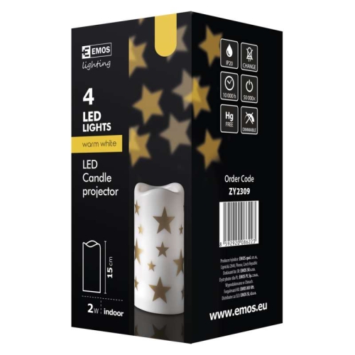 LED vánoční projektor EMOS DCPW03 ZY2309 hvězdičky vnitřní použití 3xAAA nebo USB