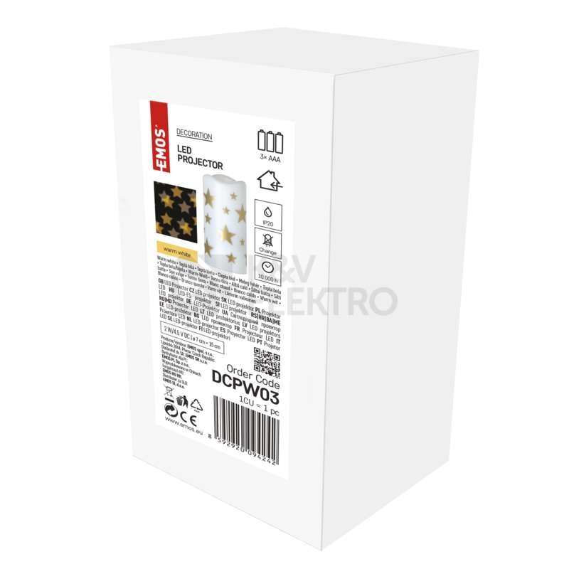 Obrázek produktu LED vánoční projektor EMOS DCPW03 ZY2309 hvězdičky vnitřní použití 3xAAA nebo USB 8