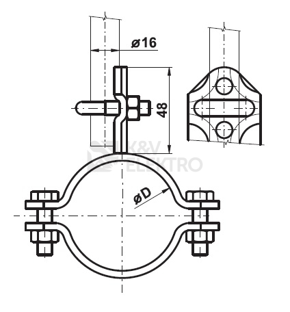 Obrázek produktu Držák oddáleného hromosvodu TREMIS DOHT 2 23-27mm 3/4" VP060 1