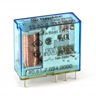 Obrázek produktu Spínací relé paticové Finder 1P (jednořadé) 16A 24VDC 40.61.7.024.0000 0