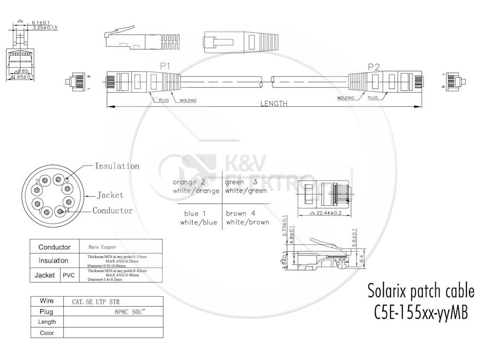 Obrázek produktu Síťový datový kabel Solarix C5E-155GY-1MB CAT5E UTP 1m (patchkabel) 1