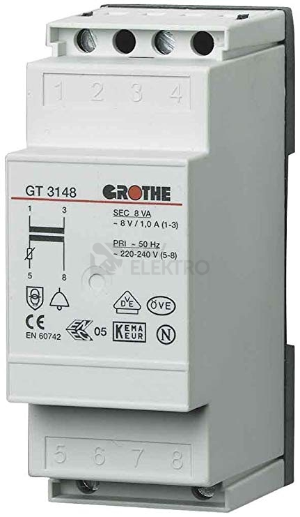 Obrázek produktu Zvonkový transformátor Grothe GT 3148 8VAC, 8VA 2M 14201 0