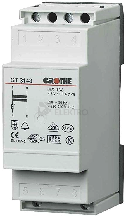 Obrázek produktu Zvonkový transformátor Grothe GT 3148 8VAC, 8VA 2M 14201 0