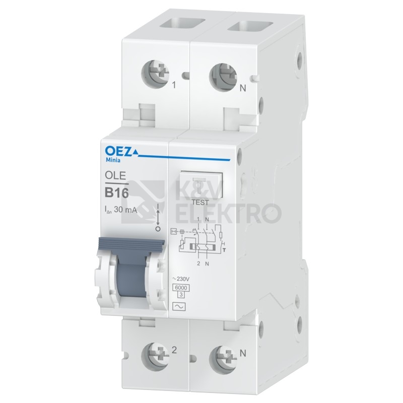 Obrázek produktu Proudový chránič s jističem OEZ OLE-16B-1N-030AC 16A 30mA AC 0
