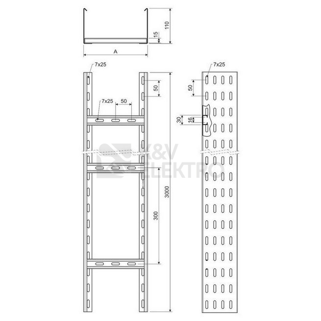 Obrázek produktu KABELOVA LAVKA KL 110X300 S /3M/ 2
