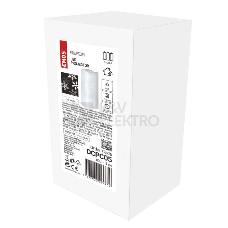 Obrázek produktu LED vánoční projektor EMOS DCPC05 ZY2310 vločky vnitřní použití 3xAAA nebo USB 2