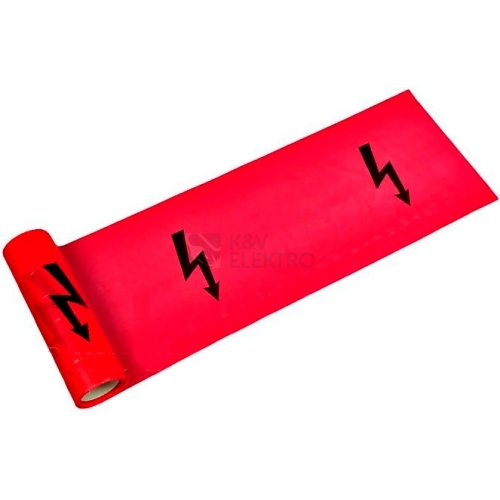  Fólie výstražná do výkopu 33cm/100m červená s bleskem (100m)