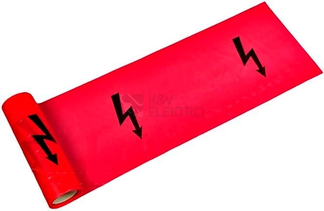 Obrázek produktu Fólie výstražná do výkopu 33cm/100m červená s bleskem (100m) 0