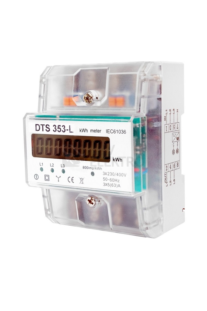 Obrázek produktu Elektroměr DTS 353-L 4,5mod. LCD,3F 80A, 1tarif /AM 031L/ 1000883 0