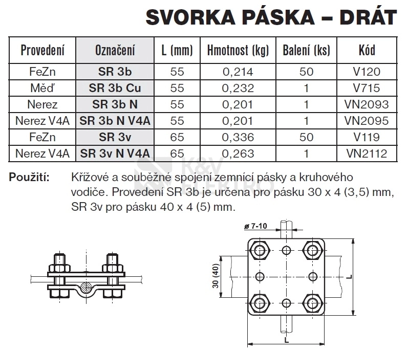 Obrázek produktu Svorka páska-drát nerez SR 3b N TREMIS VN2093 1