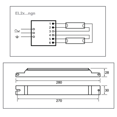 Elektronický předřadník Helvar EL 2X58 NGN