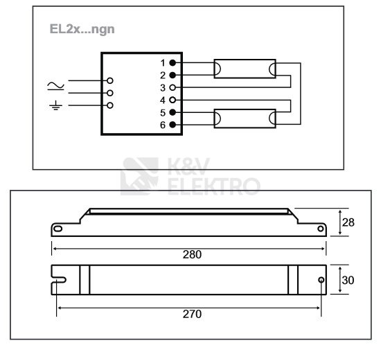 Obrázek produktu Elektronický předřadník Helvar EL 2X58 NGN 1