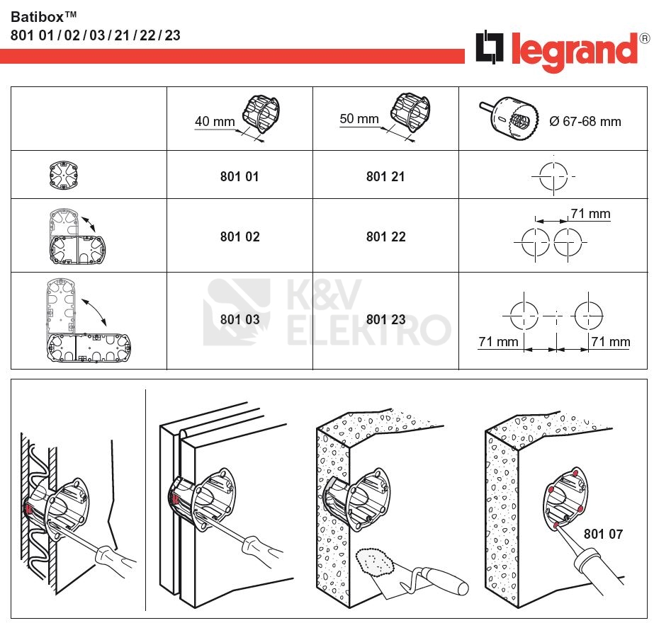 Obrázek produktu Elektroinstalační krabice Legrand BATIBOX 80102 2P hloubka 40mm 1