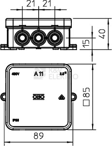 Obrázek produktu Krabice OBO A11/HF RW IP54 85x85x40 bílá 2000180 1