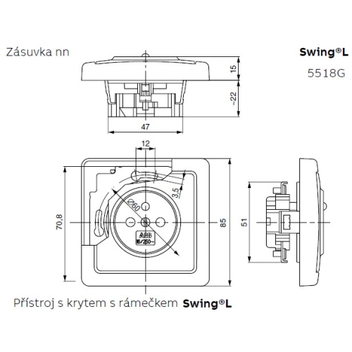 ABB Swing (L) zásuvka hnědá 5518G-A02359 H1 s clonkami