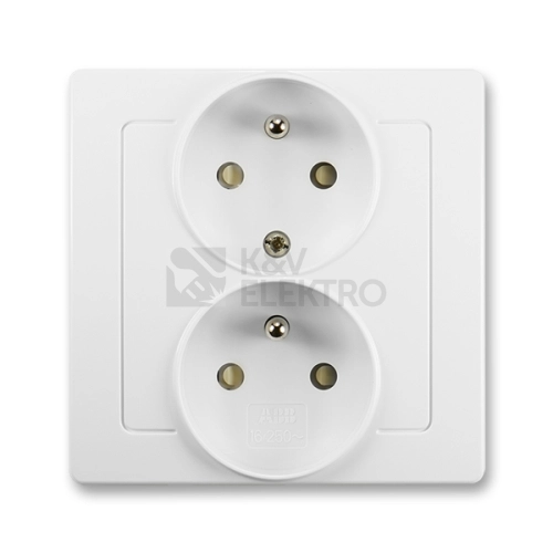 ABB Swing L dvojzásuvka jasně bílá 5512J-C02259 B1 polozapuštěná s clonkami