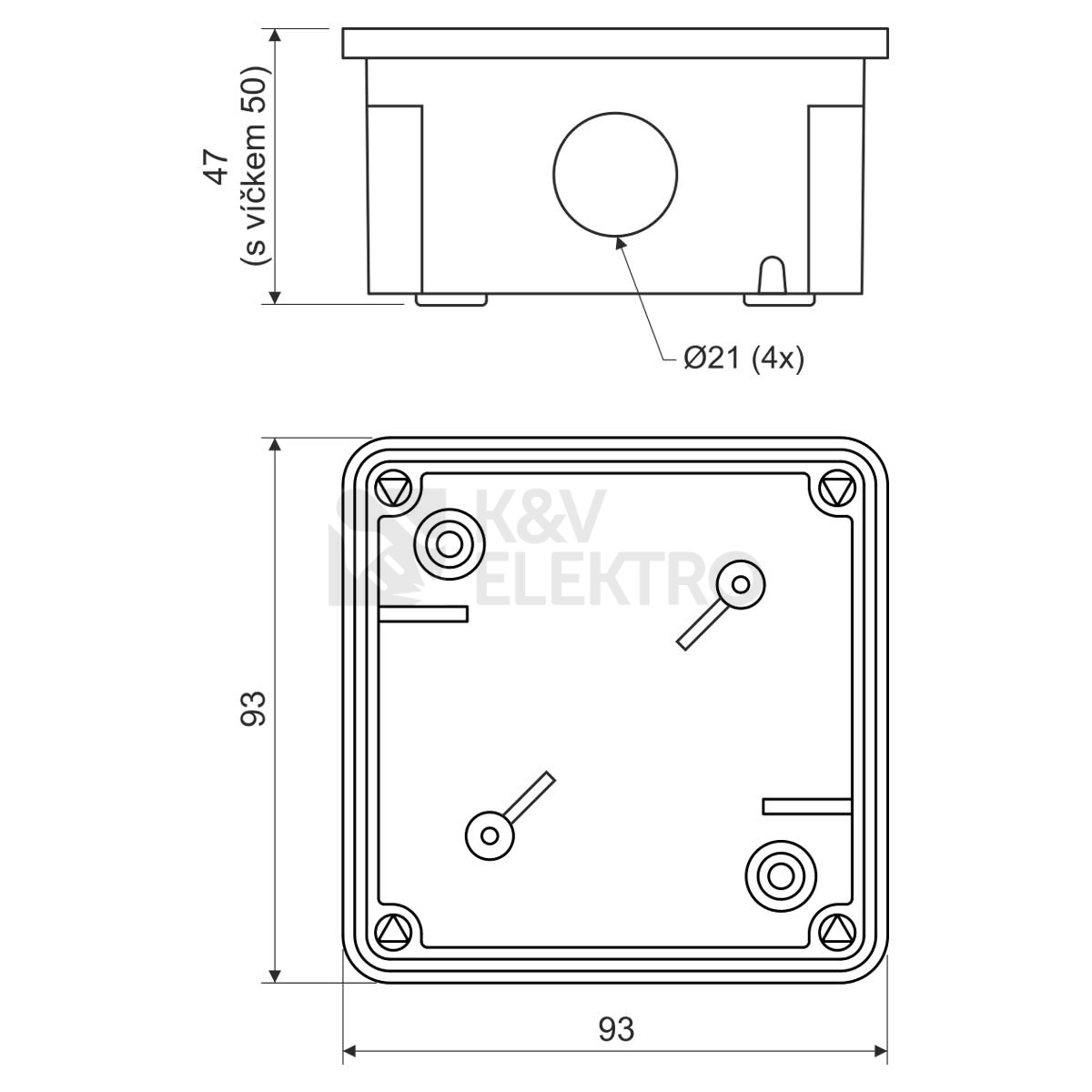 Obrázek produktu  Krabice KOPOS 8101 KA 93x93x47mm IP54 světle šedá 1