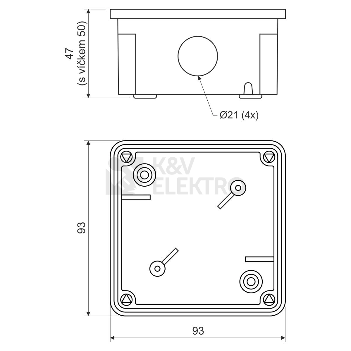 Obrázek produktu Krabice KOPOS 8101 KA 93x93x47mm IP54 světle šedá 1