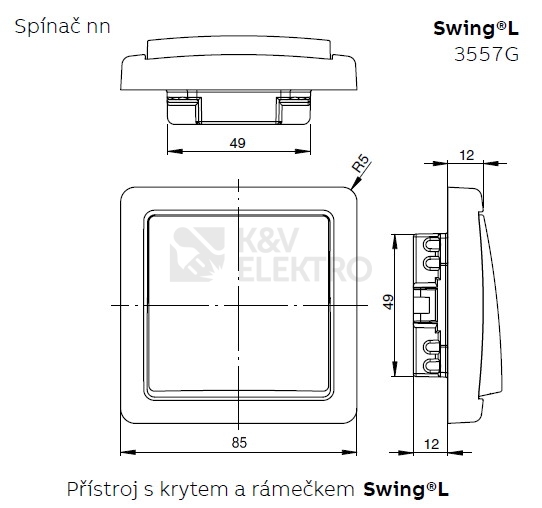 Obrázek produktu ABB Swing (L) žaluziové tlačítko jasně bílá 3557G-A88340 B1 3