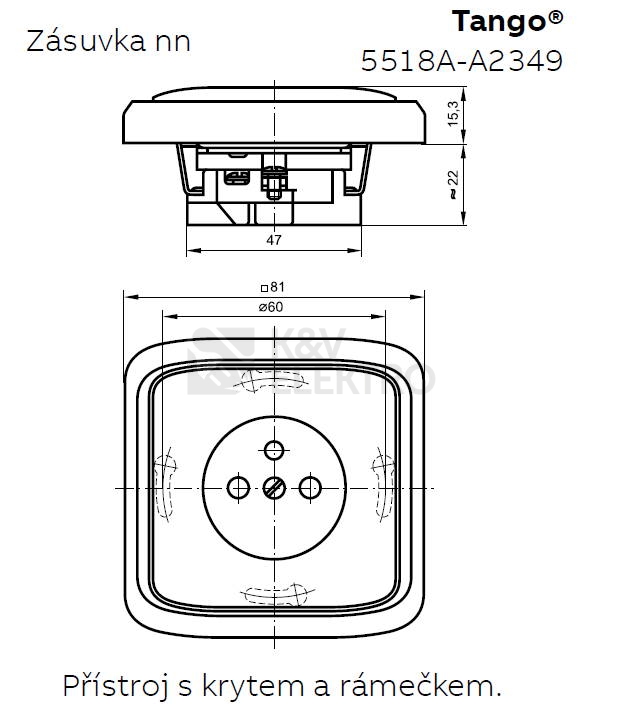 Obrázek produktu ABB Tango zásuvka kouřová šedá 5518A-A2349 S2 1