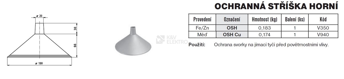Obrázek produktu Ochranná stříška horní měď OSH CU TREMIS V940 1