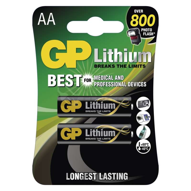 Obrázek produktu Tužkové baterie AA GP FR6 lithiová (blistr 2ks) 0
