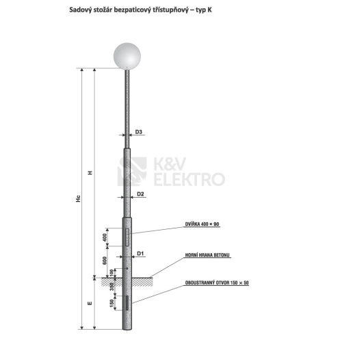 Sadový stožár bezpaticový třístupňový - typ K 5 AMAKO 0605013360