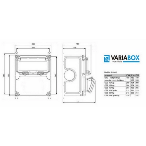 Zásuvková skříň nástěnná VARIABOX SC 53 024 VB.01 jištěná s chráničem (obrázek 5)