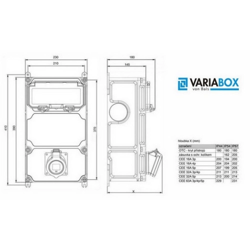 Zásuvková skříň nástěnná VARIABOX SC 53 060 VB.01 jištěná s chráničem (obrázek 6)