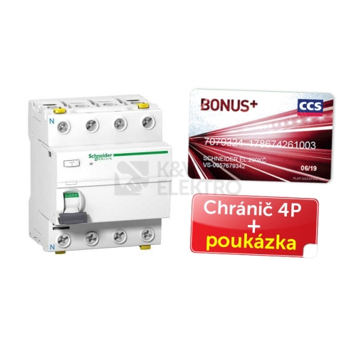  Proudový chránič Schneider Electric Acti9 iID 4P 25A 30mA AC + poukázka CCS 200 Kč A9Z11425P