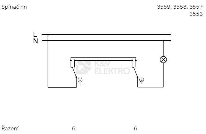 Obrázek produktu ABB Decento vypínač č.6 (č.1) otočný bílá 3560K-C06345 porcelán 1