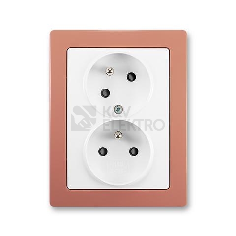 Obrázek produktu ABB Swing L dvojzásuvka jasně bílá/cihlová 5513J-C02357 B1R3 s clonkami 0