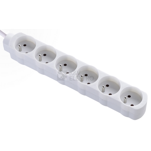 Prodlužovací kabel Bachmann 5m/6zásuvek 3x1,0 bílá