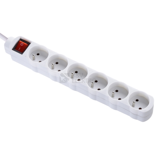 Prodlužovací kabel Bachmann 1,5m/6zásuvek 3x1,0 s vypínačem bílá