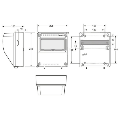 Zásuvková skříň Famatel ZSF V165 IP54 jištěná s chráničem