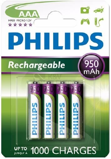 Obrázek produktu Nabíjecí mikrotužkové baterie AAA Philips Multilife HR03 R03B4A95/10 950mAh NiMH 1