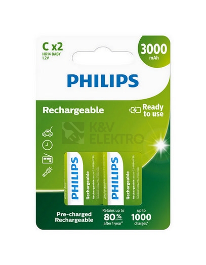 Obrázek produktu Nabíjecí baterie C Philips Multilife HR14 R14B2A300/10 3000mAh NiMH (blistr 2ks) 0