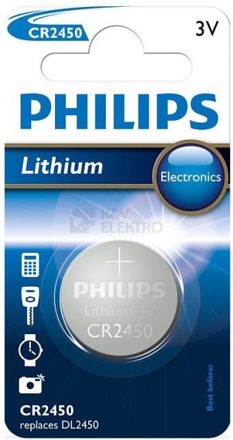 Obrázek produktu Knoflíková baterie Philips CR2450 lithiová 1ks 0