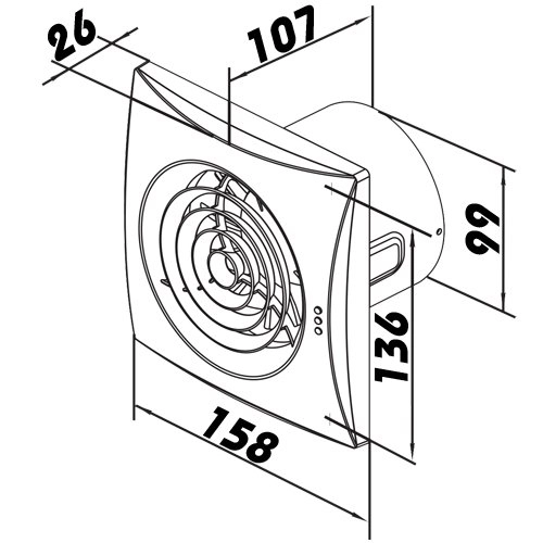 Tichý axiální koupelnový ventilátor se zpětnou klapkou VENTS 100 QUIET 1009671 (obrázek 4)