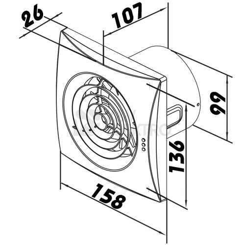 Obrázek produktu Tichý axiální koupelnový ventilátor se zpětnou klapkou VENTS 100 QUIET 1009671 2