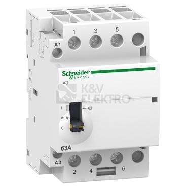 Obrázek produktu Instalační stykač Schneider Electric Acti9 ICT 40A 3NO 230V A9C21843 s manuálním ovládáním 0