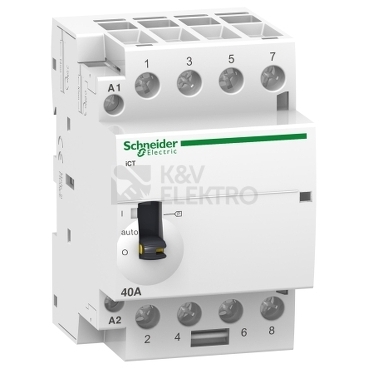 Obrázek produktu Instalační stykač Schneider Electric Acti9 ICT 40A 4NO 230V A9C21844 s manuálním ovládáním 0