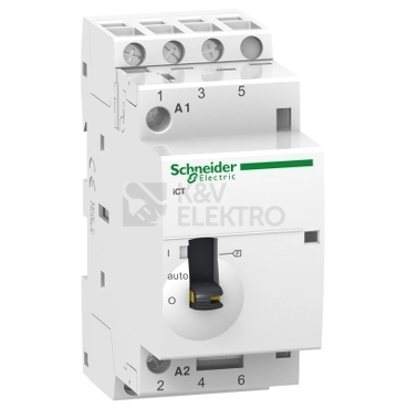 Obrázek produktu Instalační stykač Schneider Electric Acti9 ICT 25A 3NO 220/240V A9C21833 s manuálním ovládáním 0
