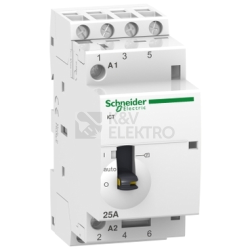 Instalační stykač Schneider Electric Acti9 ICT 25A 4NO 230V A9C21834 s manuálním ovládáním