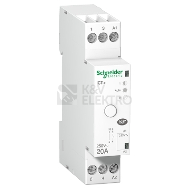 Obrázek produktu Hybridní instalační stykač Schneider Electric Acti9 ICT+ 20A 1P+N 230V A9C15031 s manuálním ovládáním 0