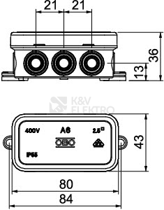 Obrázek produktu Krabice OBO A6 IP55 80x43x34 2000001 1
