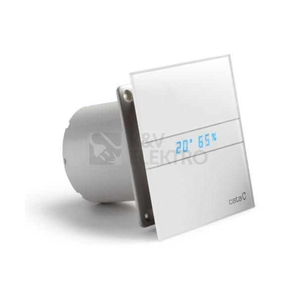 Obrázek produktu Axiální koupelnový ventilátor s časovým doběhem CATA e100 GTH se skleněným panelem hygrostatem a mikroventilací 0